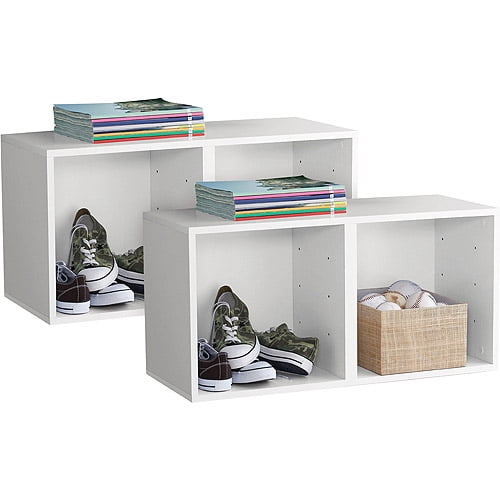 Mainstays Modular Storage Double Cube Base Set Of 2 White Departments