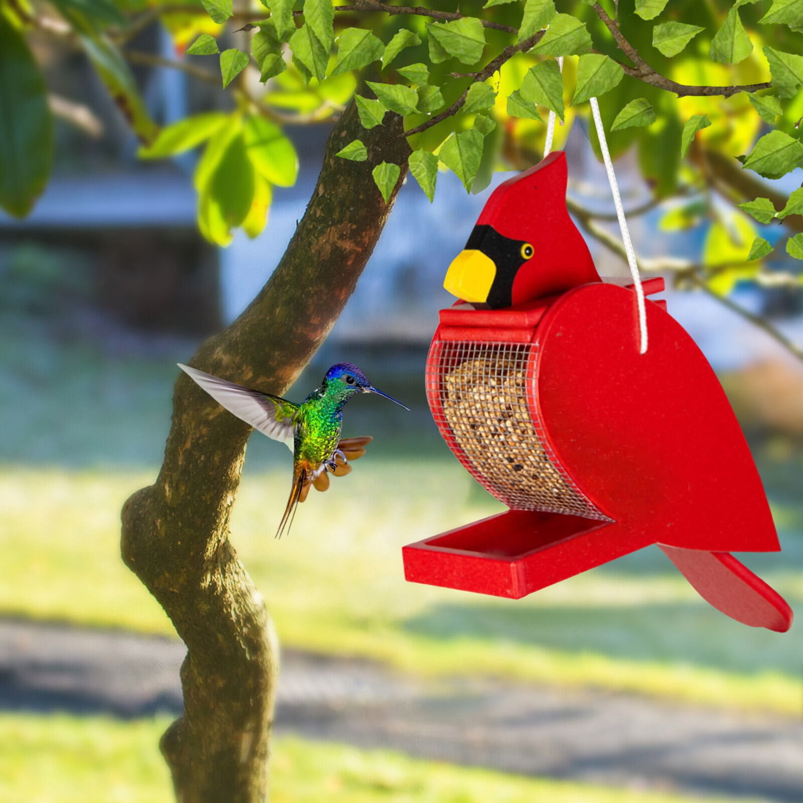Bird Feeder Wooden Bird Shaped Bird Feeder Hanging Birdhouse for Garden Viewing Bird Feeders for Hanging Outdoor Garden Yard
