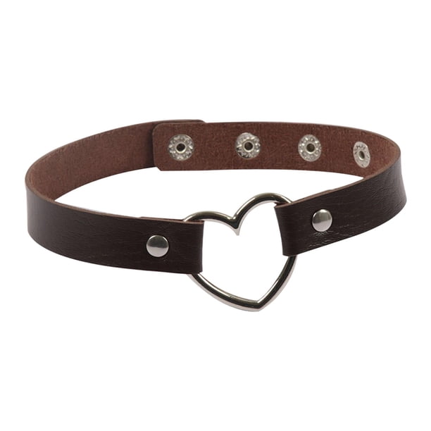 Gargantilla, gargantilla punk para mujer, moda, cadena punk con forma de corazón, elegante. Café
