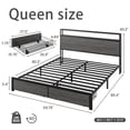 thumbnail image 6 of Bolvdo Queen Size Bed Frame with 2-Tier Storage Headboard, Drawers, Built-in Charging Station & LED Light, Noise-Free, No Box Spring Needed, Easy Assembly, Rustic Grey, 6 of 8