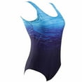 thumbnail image 3 of Freedo Women One-piece Water Ripple Gradient Backless Bikini Swimsuit BLUE XL, 3 of 8