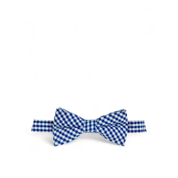 Navy Blue Gingham Cotton Bow Tie by Paul Malone