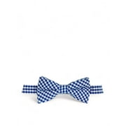 Navy Blue Gingham Cotton Bow Tie by Paul Malone