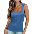 thumbnail image 2 of HVOBTTY Women's Summer Fashion Sleeveless Square Neck Slim Soft Versatile Daily Basic Comfy Beach Tank Top Light Blue, L, 2 of 4