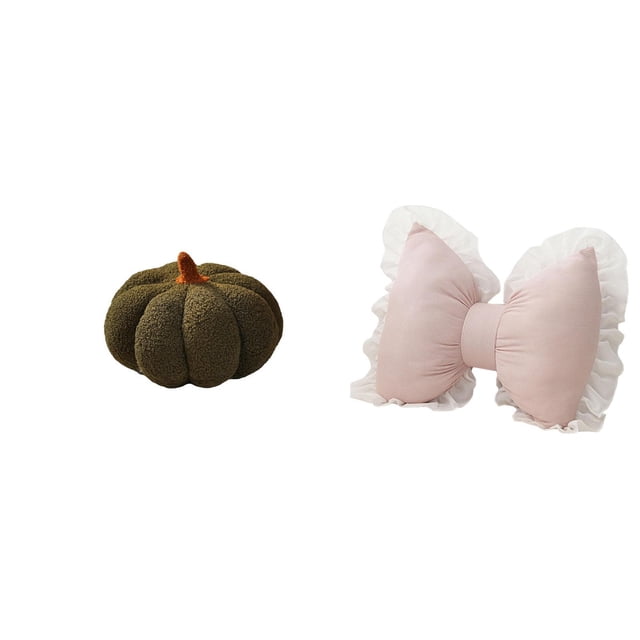 Juego de cojines de calabaza de Halloween con forma de lazo. Cojín suave y cómodo, ideal para decorar el hogar o como regalo para la oficina.