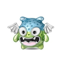 KUNSIR 925 Sterling Silver Charm Blue &Green Monster Beads For European Bracelet