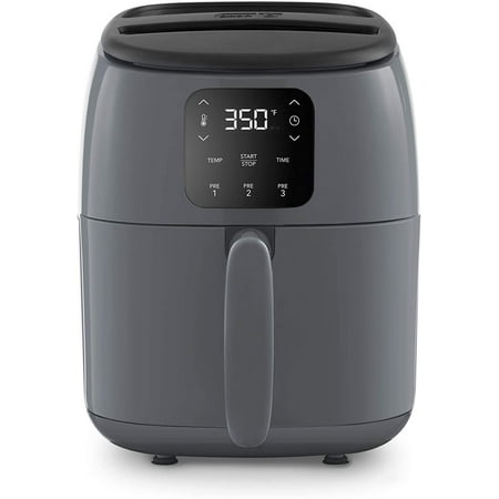 Dash Tasti-Crisp™ Digital Air Fryer with AirCrisp® Technology, Custom Presets, Temperature Control, and Auto Shut Off Feature, 2.6 Quart, Cool Gray