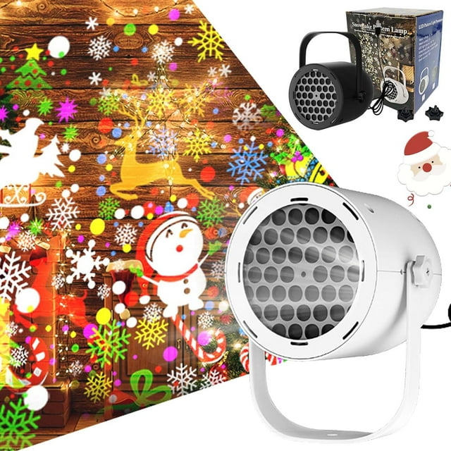 16-Pattern USB Christmas Projector Light, Christmas Snowflake Projector Lights Outdoor/Indoor Decorations for Living Room, Holiday Projectors for Xmas Party