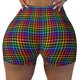 thumbnail image 2 of Balery Rainbow Houndstooth Pantalones cortos de entrenamiento estampados para mujer, sin costuras, ajustados, para gimnasio, yoga, correr, deportes, ejercicio activo, fitness.-XX-Large, 2 of 8