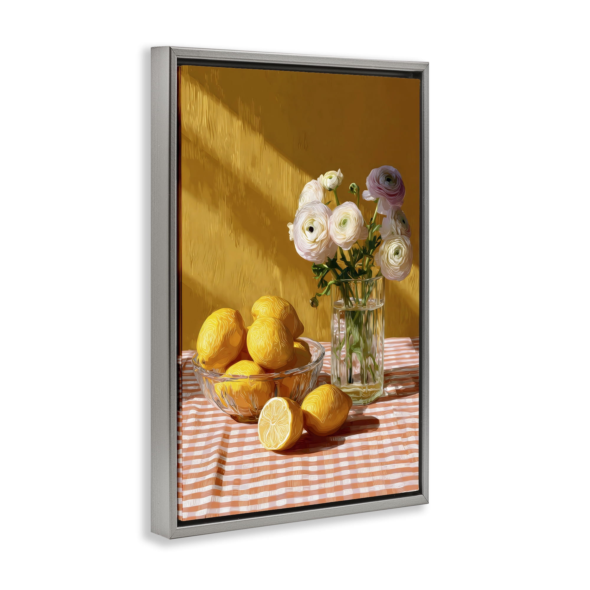 Stupell Industries Lemony Breakfast Arrangement Gray Framed Floater Canvas Wall Art, design by Petal Prints Design