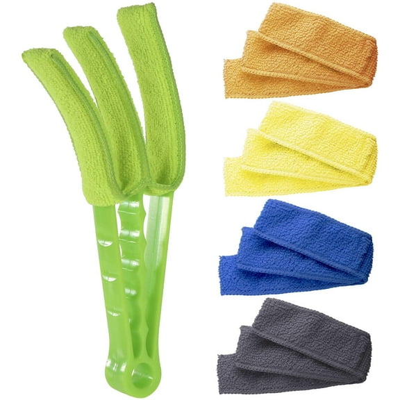 Heldig Window Blind Cleaner Duster Brush with 5 Microfiber Sleeves - Blind Cleaner Tools for Window Shutters Blind Air Conditioner Jalousie Dust