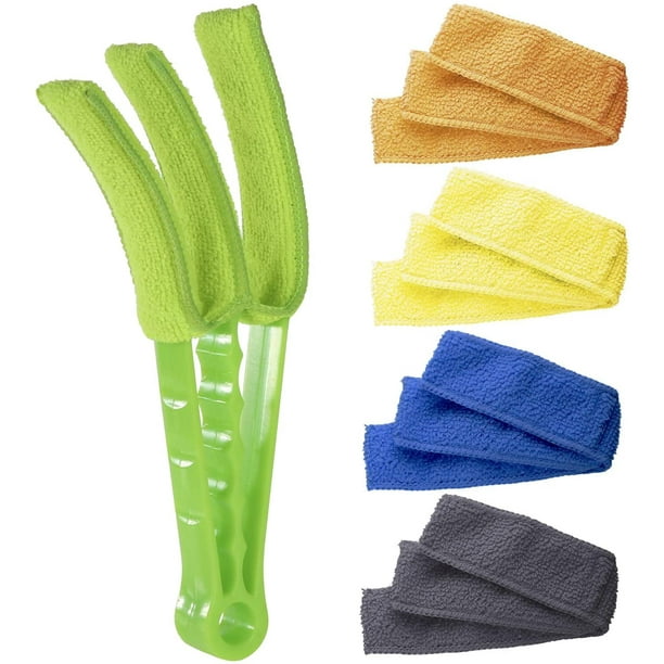 Cepillo limpiador de persianas para ventanas con 5 fundas de microfibra - Herramientas de limpieza de persianas para persianas de ventanas Aire acondicionado ciego Polvo de persianas Ormromra HMHZ433-2