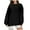 Black, variant on WREESH Womens Fashion Crewneck Sweatshirts Jacquards Long Sleeve Solid Color Blouse Causal Pullover Tops T-Shirt Red