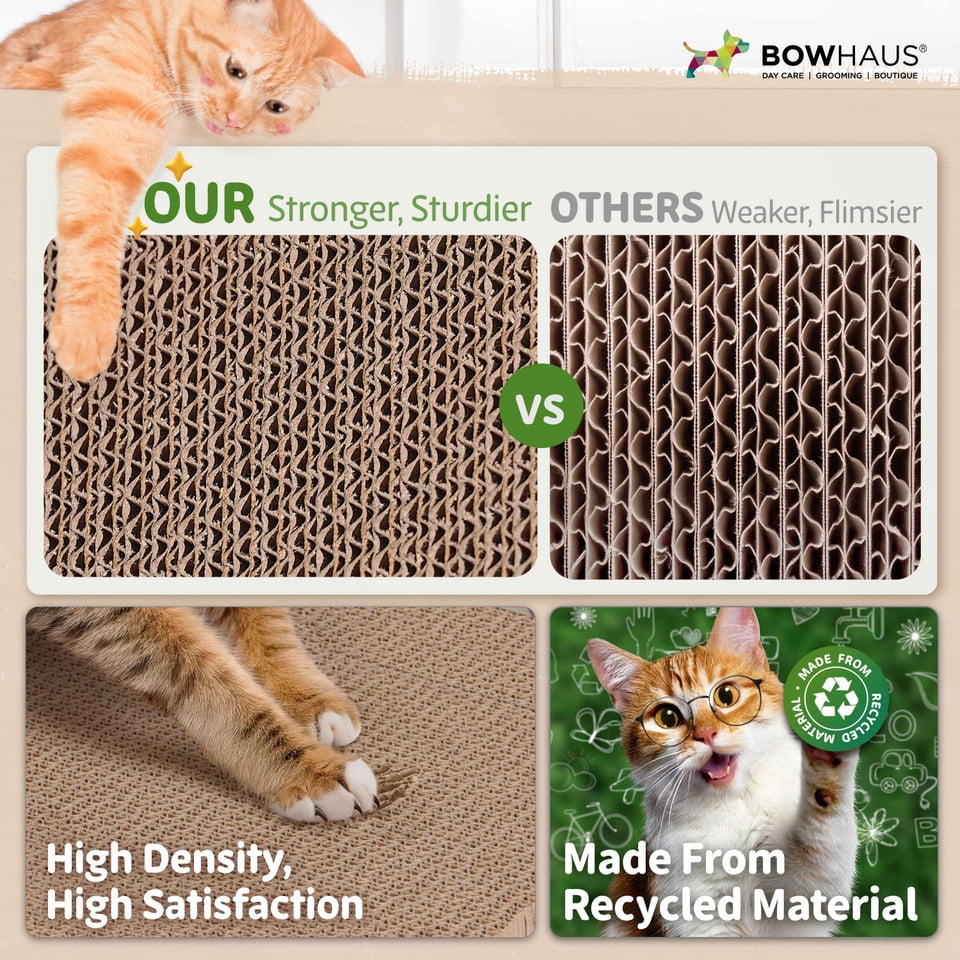 CAPHAUS Cat Scratch Bowl, Reversible Cardboard Round Cat Scratcher Bed for Indoor Cats, Durable Circle Cat Scratcher, Cardboard Scratch Pad Lounge, Furniture Protector