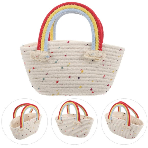 ifundom White Cotton Beach Tote Bag for Women, Lightweight Vacation and Shopping Bag, and Stylish