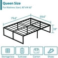 thumbnail image 3 of Lutown-Teen 18 inch Bed Frame Queen Size Heavy Duty Steel Slat Support Metal Platform Queen Bed Frame No Box Spring Needed, Easy Assembly, Black, 3 of 6