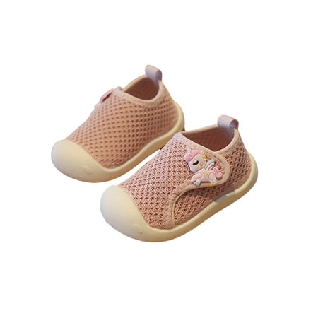 

Daeful Girls Boys Walker Shoes Baby Flats Shoes First Walking Shoes Indoor Mesh Fashion Comfort Crib Shoes Pink 6.5C
