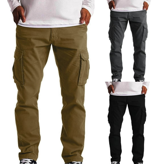 Axiiglly Cargo Pants for Men, Men's Cargo Trousers Work Wear Safety Cargo 6 Pocket Full Pants, Men Winter Top Shirt, Christmas Gift For Family