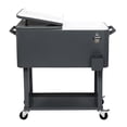 thumbnail image 5 of 80 Quarts  Rolling Ice Chest,Refrigeration And Insulation Cart, Stand Up Cooler Trolley  With Two Directional Wheels And Iron Foot Tube, Rectangular Plastic Box,Outdoor Cooler Cart ,Dark Grey, 5 of 8