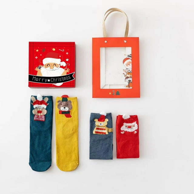 Kelon Socks On Sale Lady Short Socks Christmas Socks Gift Set 4 Pairs Of Festive Patterned Comfortable Cotton Socks Unisex Gift