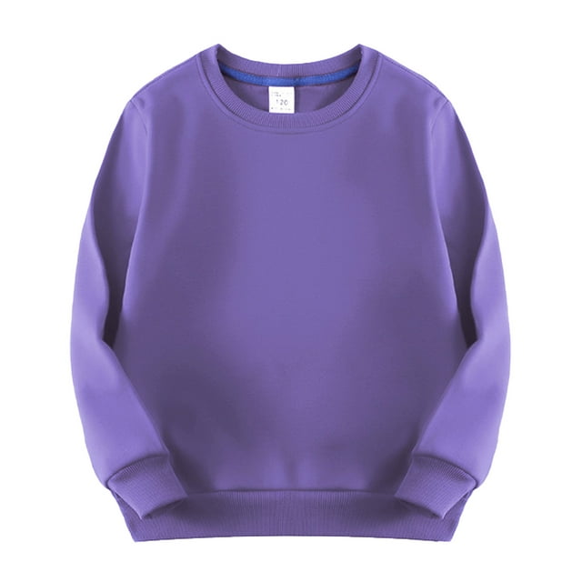Splozh Chandail pour Bébé Garçon, Tout-Petit, Enfants, Bébés Garçons Filles, Chandail à Col Rond, Épais, Doublé en Molleton, Chandail pour Enfants, Uni, Peluche, Bébés, Hauts Colorés, Manteau, Violet, 6-7 Ans