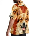 thumbnail image 3 of Pixel Dog Men's Short Sleeve Poplin Shirt with Spread Collar Tops, Casual Printed Button Down, Summer Beach Shirt for Men - Unisex, Stylish Men's Shirts, 3 of 6