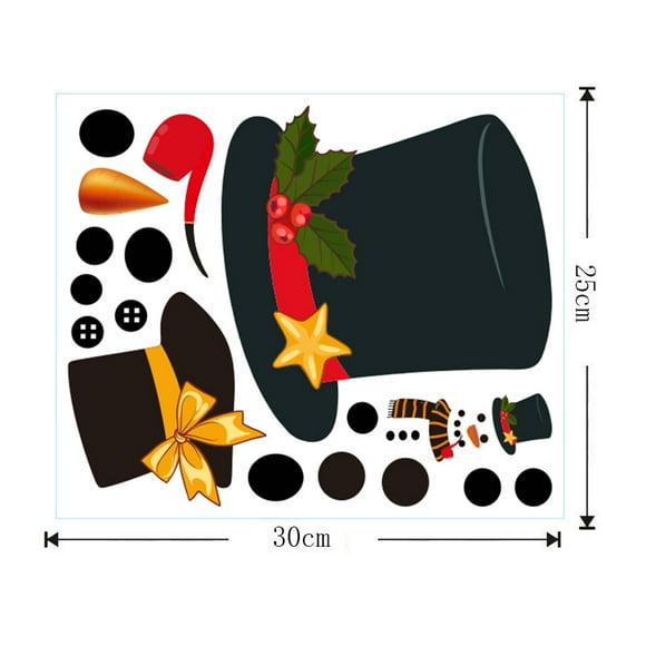 TOOAD Autocollant mural de Noël dessin animé bonhomme de neige autocollant de fenêtre de réfrigérateur autocollant autocollant PVC père Noël (modèle P0319)