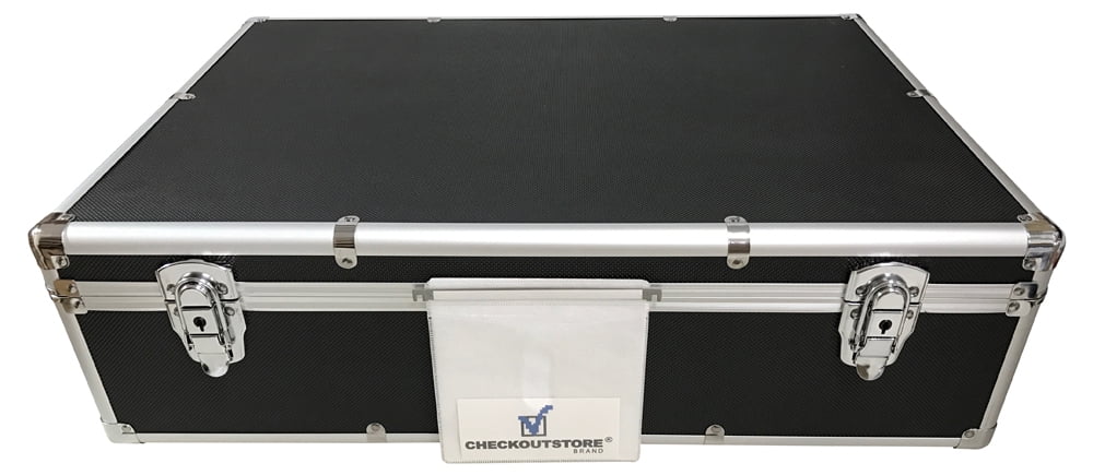 (1) CheckOutStore Aluminum CD/DVD Media Storage Box for Double-sided Plastic Sleeves, CD Jewel Cases & Poly CD Jewel Cases (Holds Up To 1,000 Discs) (Black)