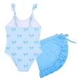 thumbnail image 3 of XEGLSBU Girls Swimsuit 1 Piece Rash Guard Set Girls Bikini Swimsuit Backless Tankini Cute Swimwear for Kids Summer Beach Pool Sky Blue Size 7-8 Years, 3 of 6