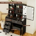 thumbnail image 3 of Caulitar Bedroom Vanity Desk with 10 Led Lights and Mirror, Makeup Dressing Desk Set with Stool and 6 Drawers, Black, 3 of 11