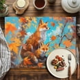 thumbnail image 4 of Fall Maple Placemats Set of 6 Leaf Animal Fox Watercolor Oil Painting Heat Insulated Linen Place Mats, Washable Stain-Proof Table Mats for Dining Tables Holiday Decor 13x19inch, 4 of 9