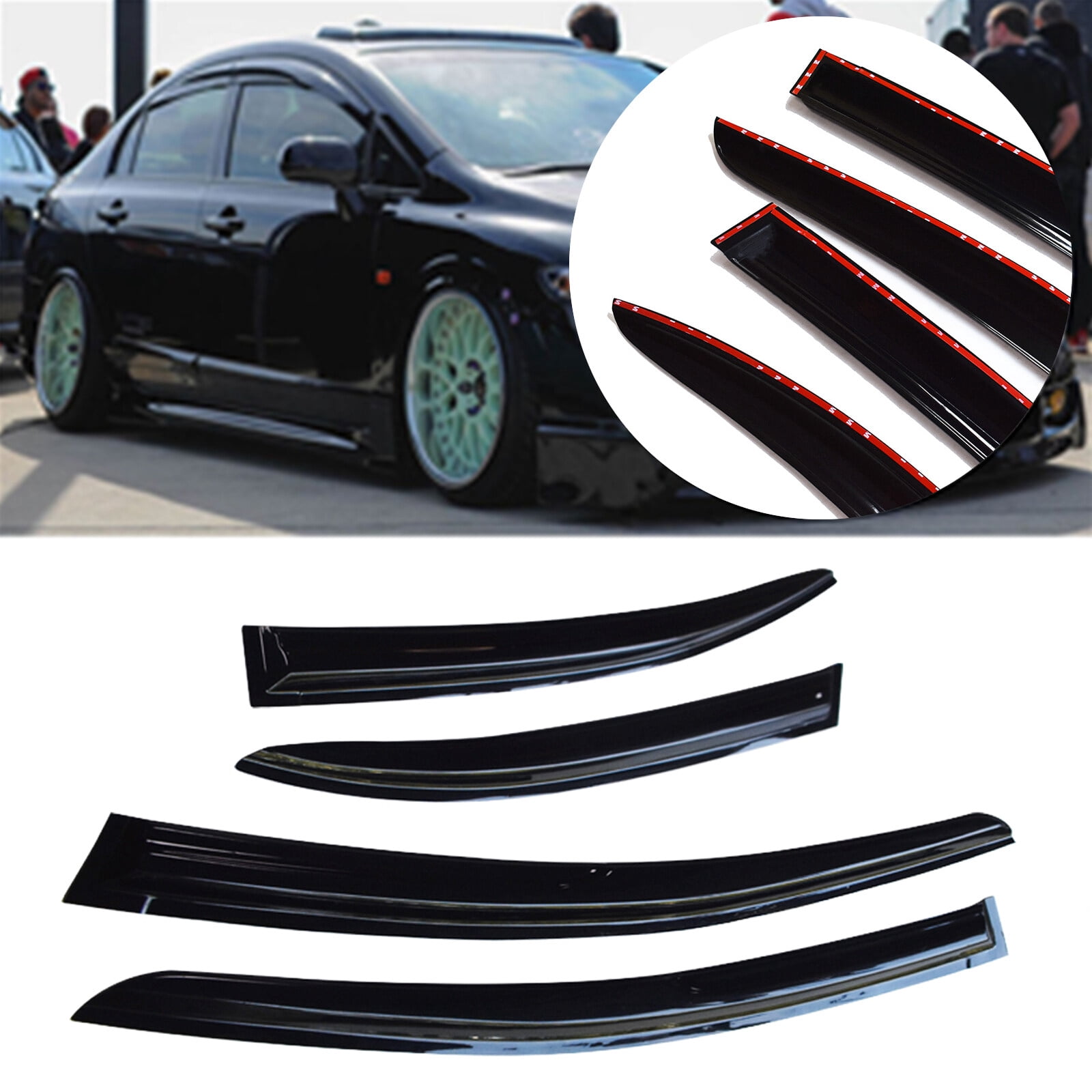 munirater Smoke Tint Side Window Visor Vent Rain Guard Deflector Replacement for 2012-2015 Honda Civic Sedan