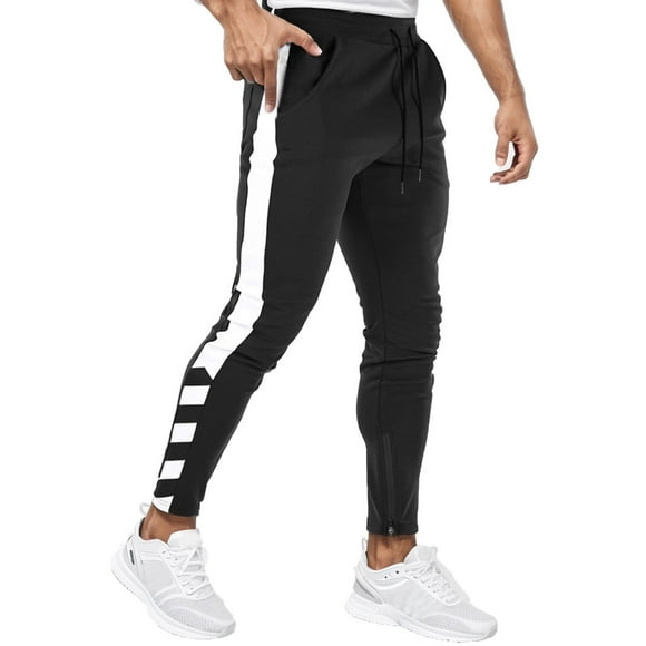 Ediodpoh Men's All Season Exercise Jogging Pants with Zipper Bottoms Men’s Pants Black S