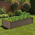 thumbnail image 4 of Tcbosik Galvanized Raised Garden Bed 8x4x1.5ft, Planter Box for Outdoor, Metal Plant Pot for Gardening Vegetables, Fruits, Flowers, Easy Assembly, Brown, 4 of 8