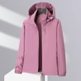 thumbnail image 2 of Ashirexll Zip Up Hoodie Womens Hoodies Winter Tops Long Sleeve Casual Solid Color Waterproof Windbreaker Rain Jacket with Pocket, 2 of 6