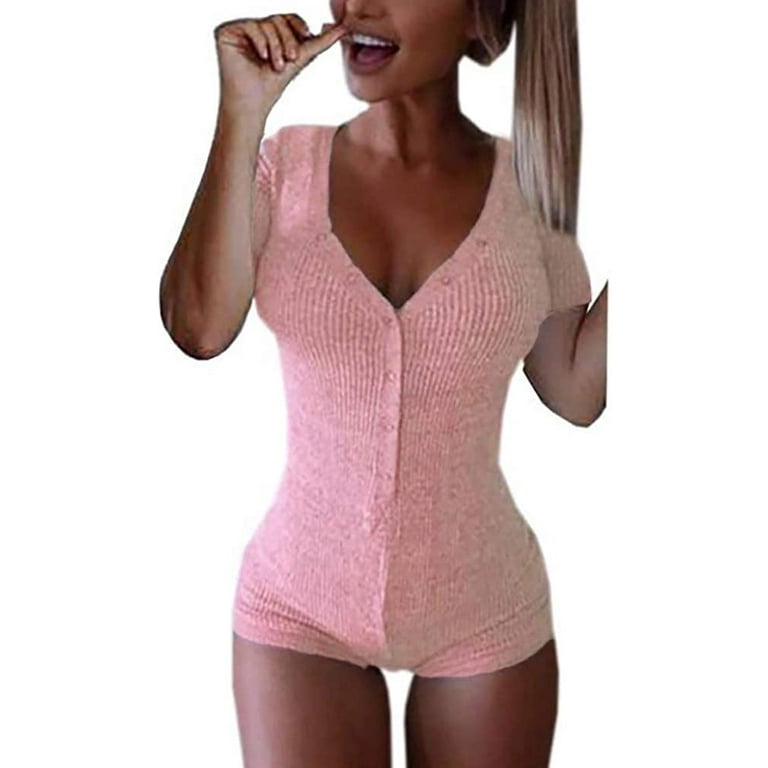 Roselux Women s Sexy Deep V Neck Shorts Long Sleeve Knitted One