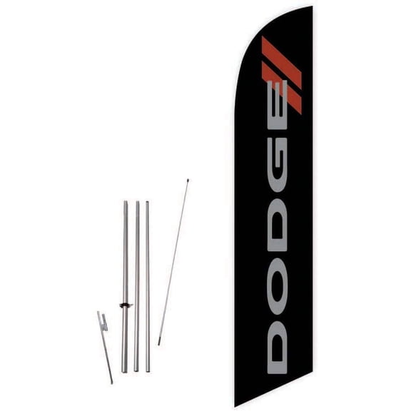 Cobb Promo Dodge Black Feather Flag with Complete 15ft Pole kit and Ground Spike