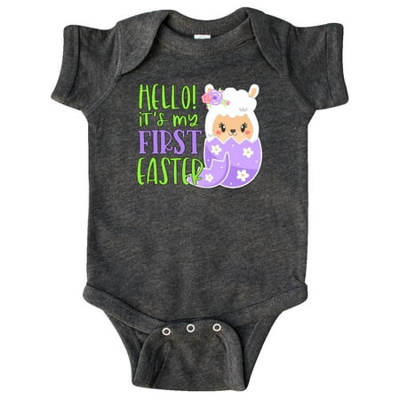 

Inktastic Hello! It s My 1st Easter Llama in Easter Egg Gift Baby Boy or Baby Girl Bodysuit