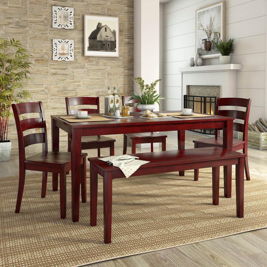 Lexington 6-Piece Dining Set with 60" Dining Table, Bench ...
