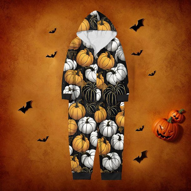 Halloween Pajamas Long Sleeved Zippered Family Matching Jumpsuit Romper Family Halloween Costumes Family Pajamas Matching Pjs