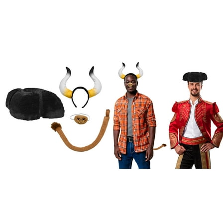 Nicky Bigs Novelties Bullfighter Black Felt Matador Steer Horn Headband Hat Costume Accessory Set