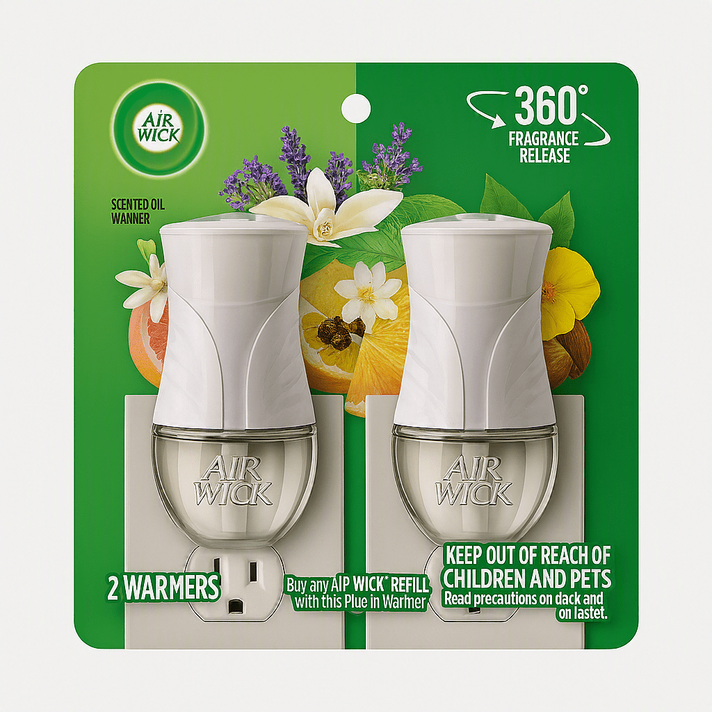 (2 pack) Air Wick Plug‑In Scented Oil Warmer Device, White, 2 Count