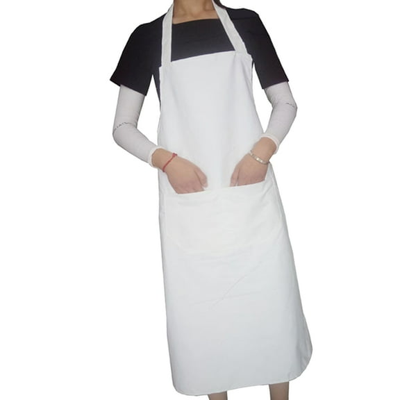 WHAMVOX 2pcs White Cooking Apron Long Style Apron White Sleeveless Apron Waterproof Cooking Apron