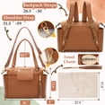 thumbnail image 3 of Mochila de piel Omanmoli Tote para pañales con 14 bolsillos, color marrón, 3 of 6