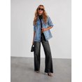 thumbnail image 4 of Yesfashion Women's Baggy Wide Leg Jeans High Rise Stretchy Denim Pants with Raw Hem & Comfort Fit, 4 of 5