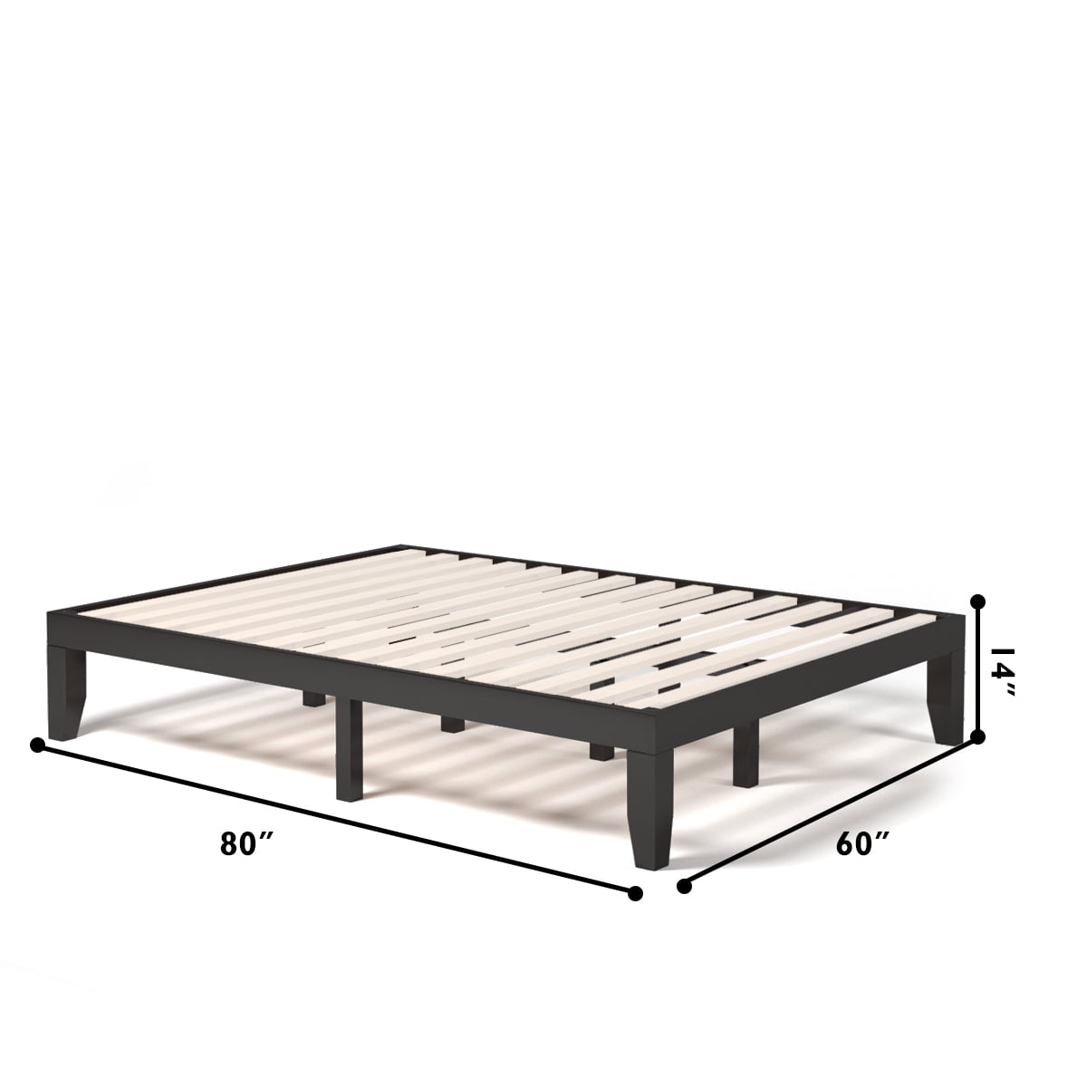Costway Queen Size 14 in Wooden Bed Frame Mattress Platform Wood Slats Support  Espresso