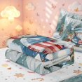 thumbnail image 6 of Manfei Watercolor Santa Claus Zipper Queen Comforter Set with Fitted Sheet and 2 Pillowcases,Snowflake Deer Pine Trees Zipper Bedding Set,Blue Gray,Christmas Reversible,4pcs, 6 of 8