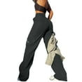 thumbnail image 6 of DENGDENG Plus Size Womens Cargo Pants Trendy Elastic High Waisted Baggy Parachute Pants Casual Wide Leg Pants Petite Hiking Y2k Streetwear Work Sweatpants with Pockets Dark Gray XXL, 6 of 6