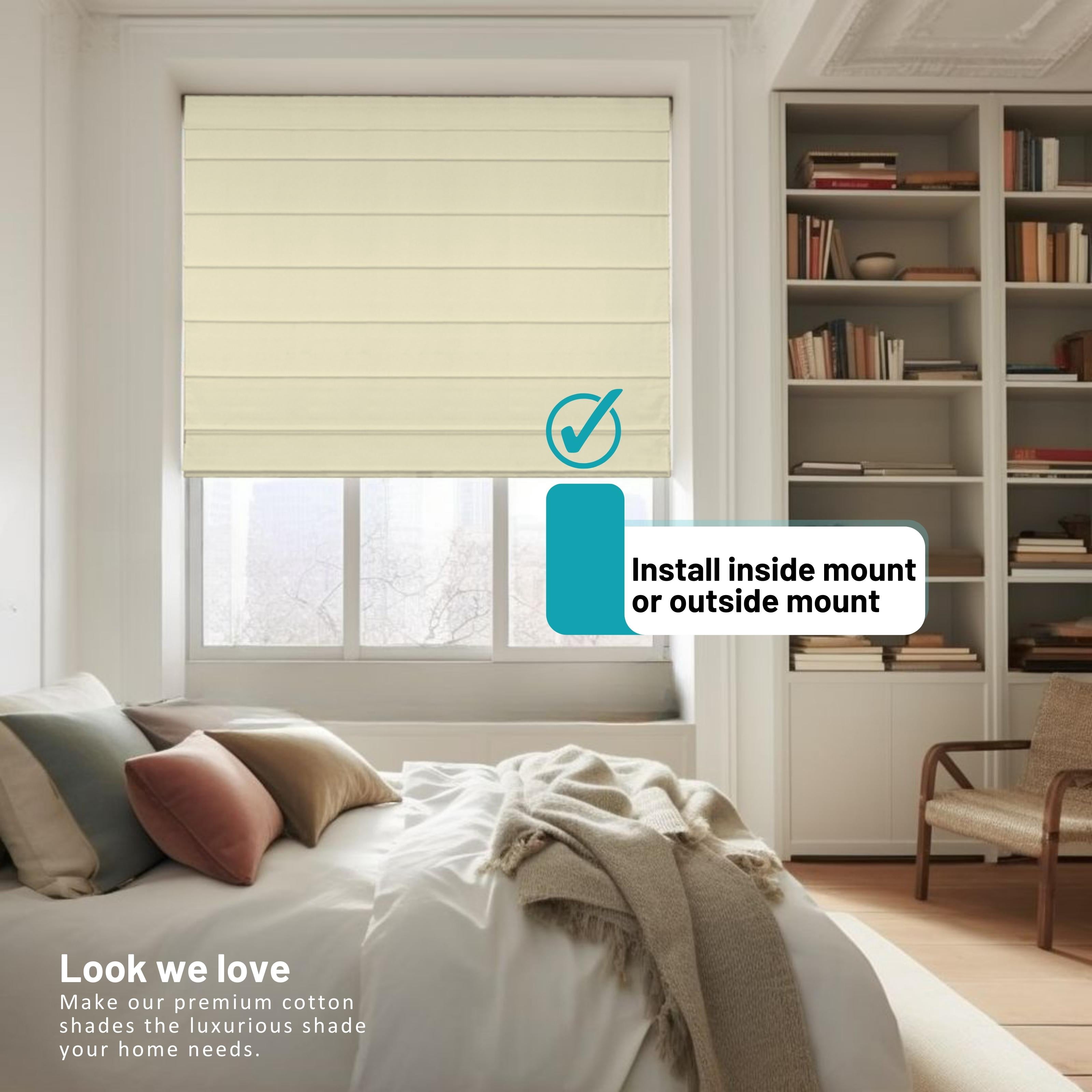 Chicology Cordless Roman Shades, Cream (Cotton), 39"W X 64"H