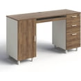 thumbnail image 3 of Modern Design Venice Computer Desk Great for Home Office Desk by Crafts and Comfort - 3 Drawers and CPU Storage Cabinet - Laptop Workstation with Keyboard Tray and Cable Hole - Walnut / White, 3 of 8